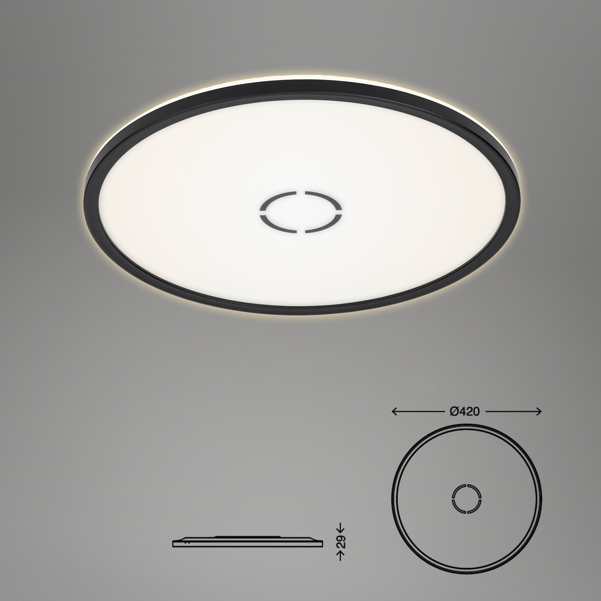 BRI 3392-015 Slim svítidlo LED panel, pr. 42 cm, 3000 lm, 22 W, černá - BRILONER (obrázek 6)