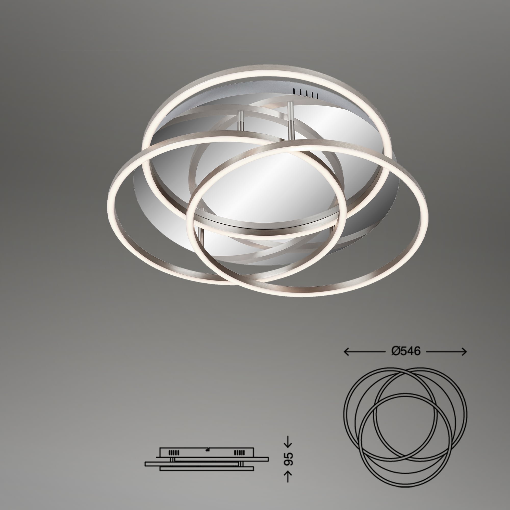 BRI 3248-018 LED stropní svítidlo, pr. 52,5 cm, 56 W, hliník-chrom - BRILONER (obrázek 4)