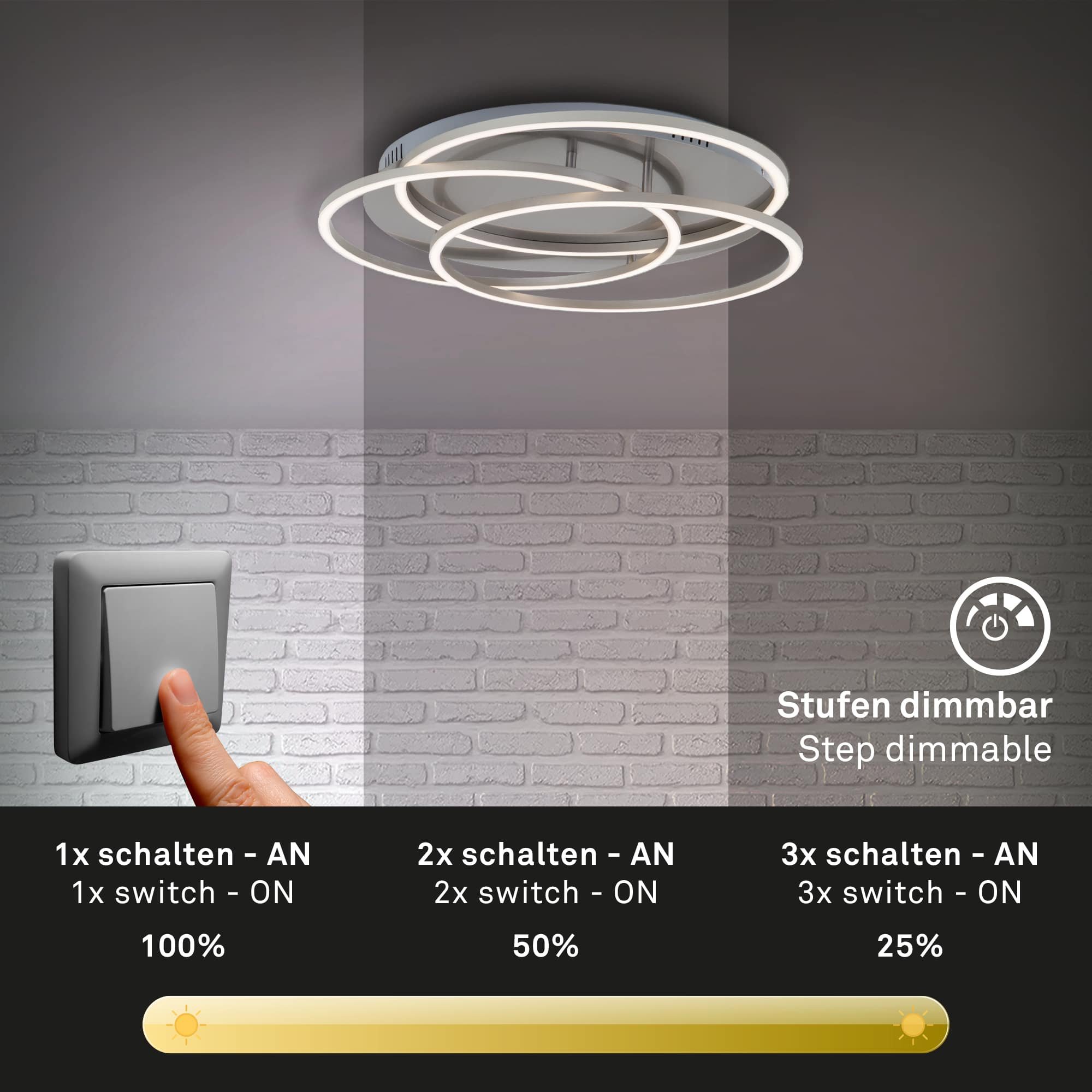 BRI 3248-012 LED stropní svítidlo, pr. 52,5 cm, 56 W, matný nikl - BRILONER (obrázek 3)