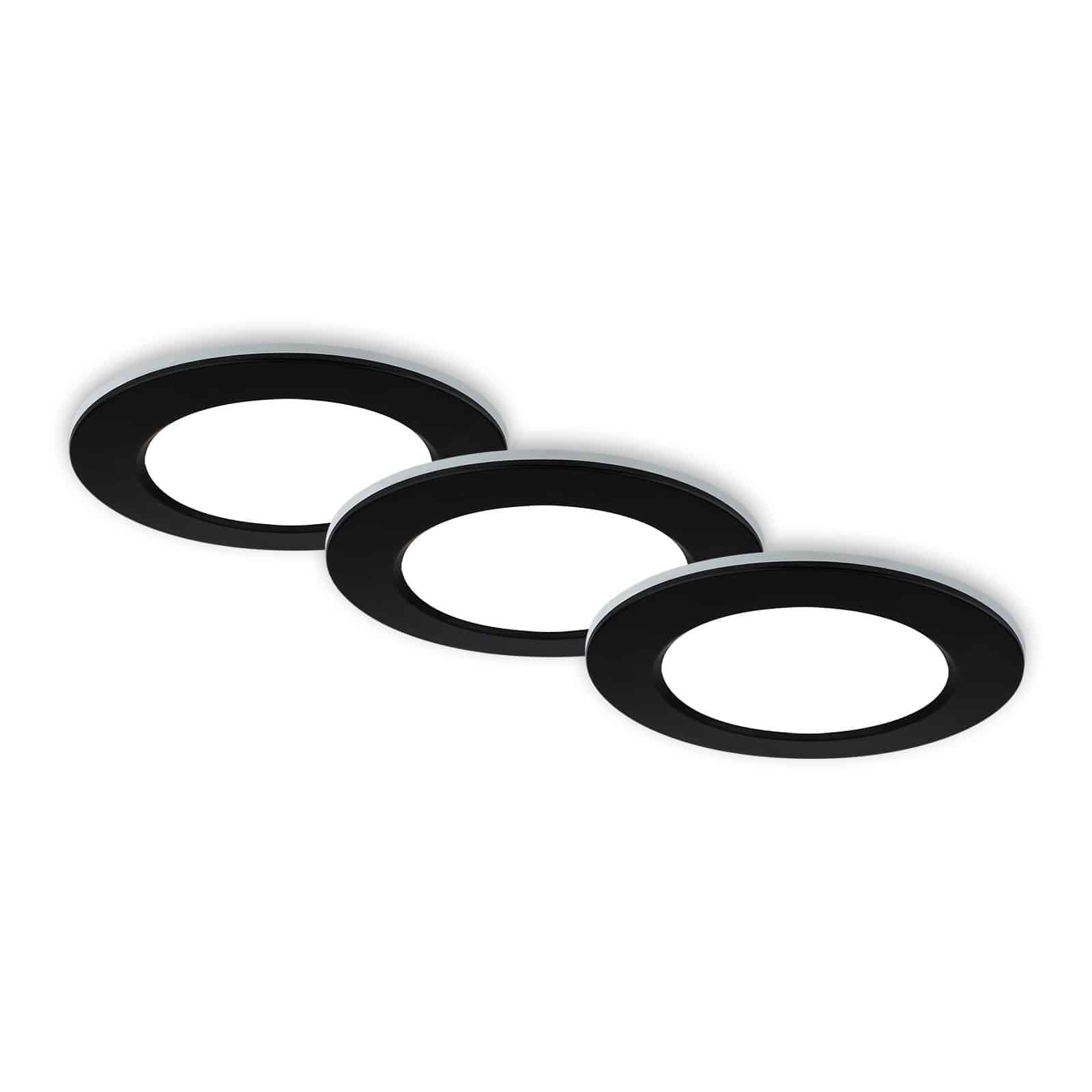 BRI 7034-035 CCT LED vestavná svítidla sada, pr.9,2 cm, 3x LED, 4,8 W, 450 lm, černá - BRILONER