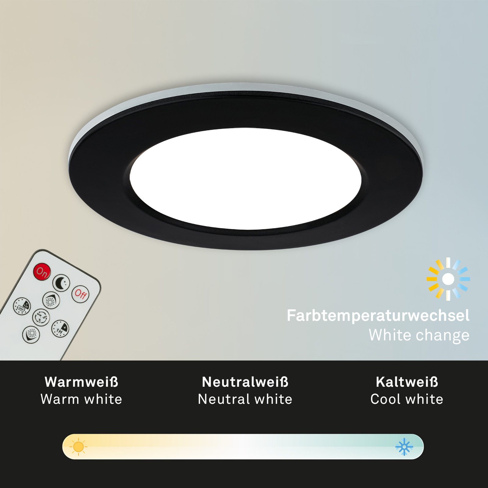 BRI 7034-035 CCT LED vestavná svítidla sada, pr.9,2 cm, 3x LED, 4,8 W, 450 lm, černá - BRILONER (obrázek 6)