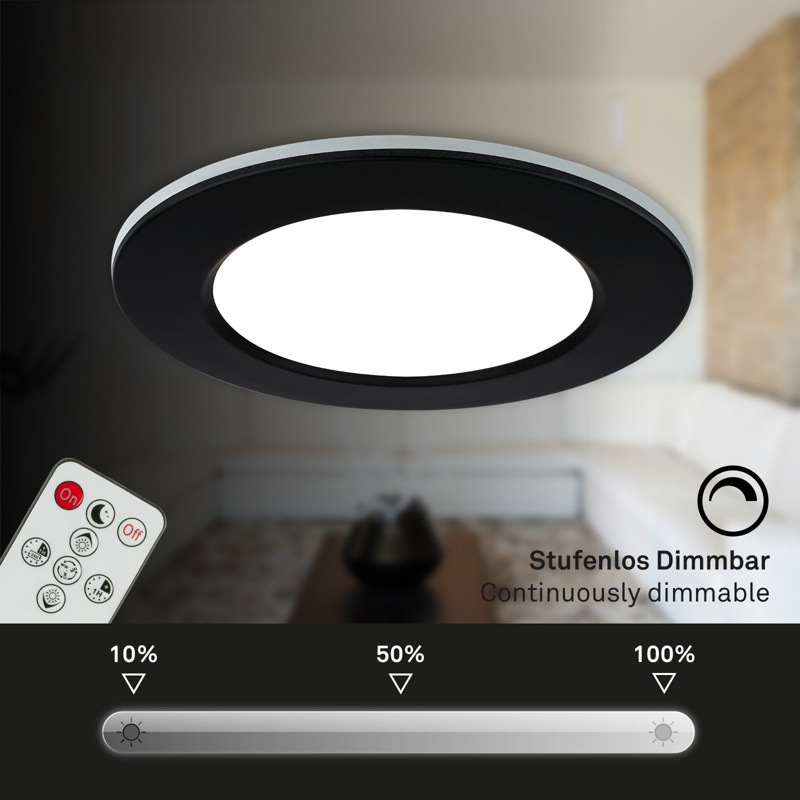 BRI 7034-035 CCT LED vestavná svítidla sada, pr.9,2 cm, 3x LED, 4,8 W, 450 lm, černá - BRILONER (obrázek 7)