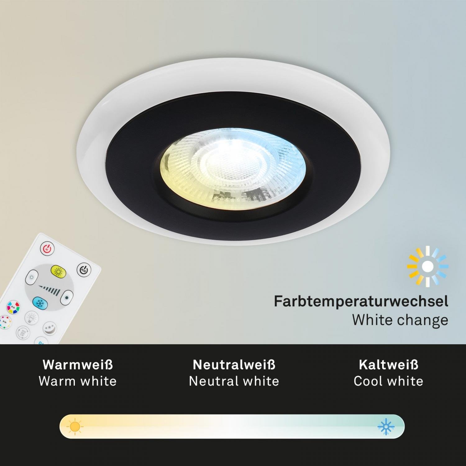 BRI 7040-035 LED vestavná svítidla sada, pr.8,4 cm, 3x LED, 5 W, 460 lm, černá - BRILONER (obrázek 8)