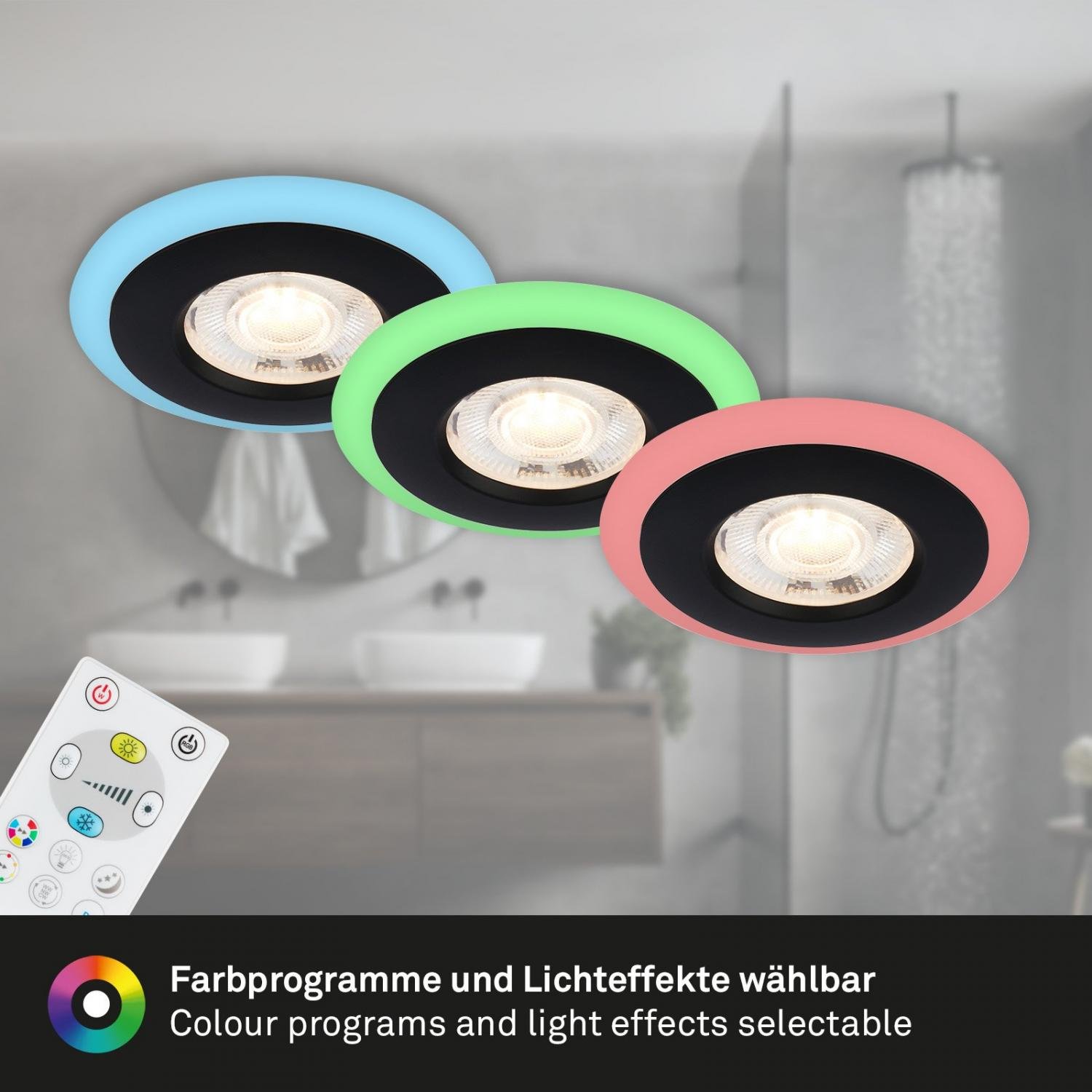 BRI 7040-035 LED vestavná svítidla sada, pr.8,4 cm, 3x LED, 5 W, 460 lm, černá - BRILONER (obrázek 9)