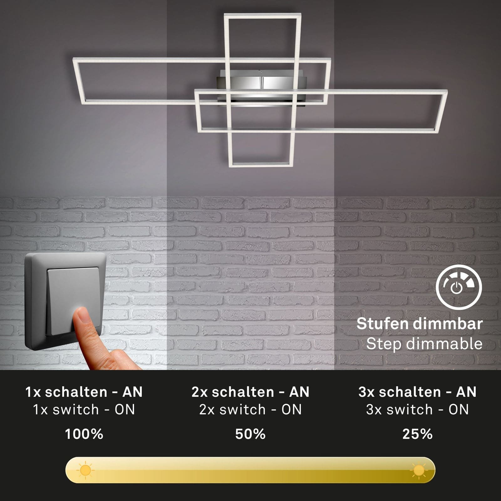 BRI 3504-018 CCT LED stropní svítidlo, 104 cm, 50 W, chrom - BRILONER (obrázek 4)