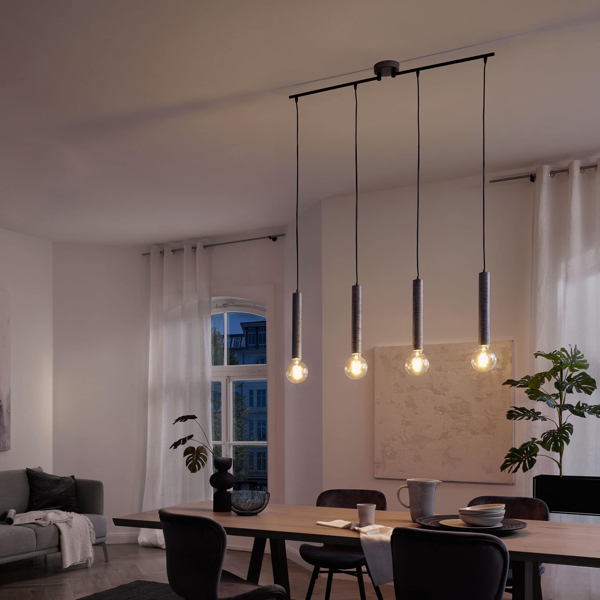 BRI 4031-044 Retro závěsné svítidlo, 85 cm, bez 4x E27, max. 60 W, antická stříbrná - BRILONER (obrázek 3)