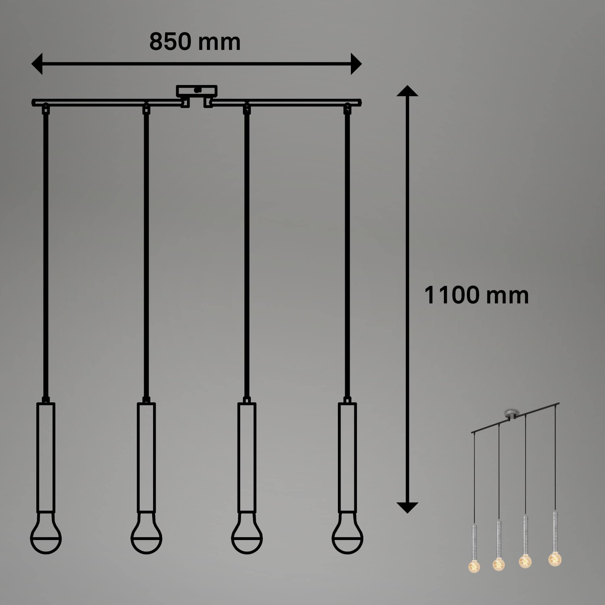 BRI 4031-044 Retro závěsné svítidlo, 85 cm, bez 4x E27, max. 60 W, antická stříbrná - BRILONER (obrázek 5)