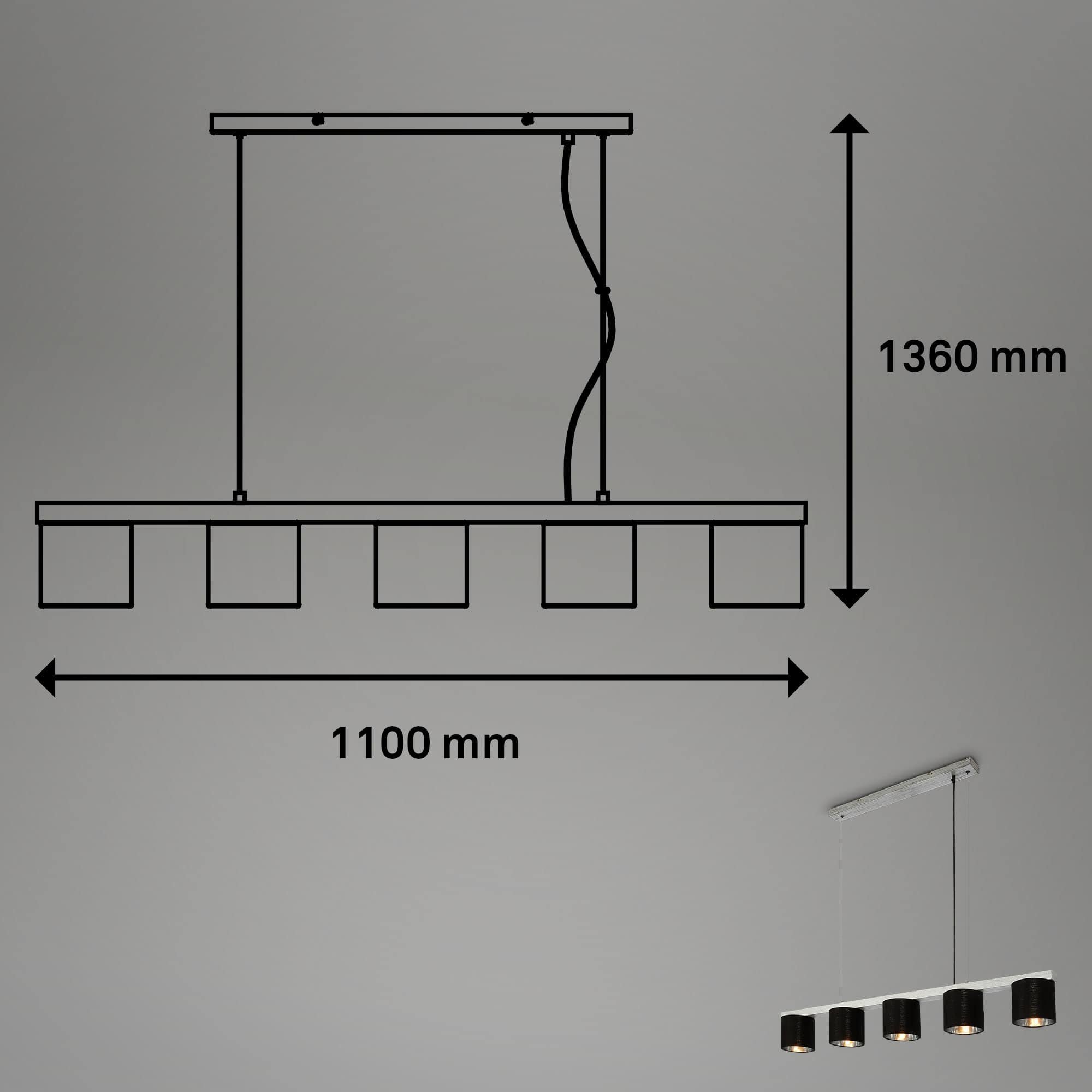 BRI 4736-054 Závěsné svítidlo, 136 cm, bez 5x E14, antická stříbrná - BRILONER (obrázek 5)