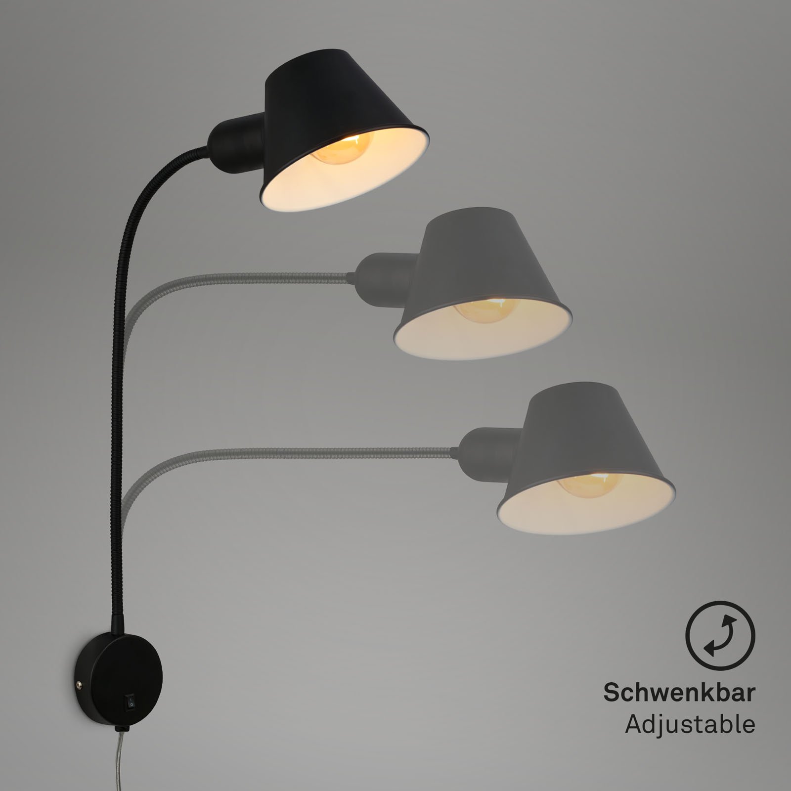 BRI 2089015 Noční lampička 55 cm 1x E27 10W černá - BRILONER (2089-015) (obrázek 3)
