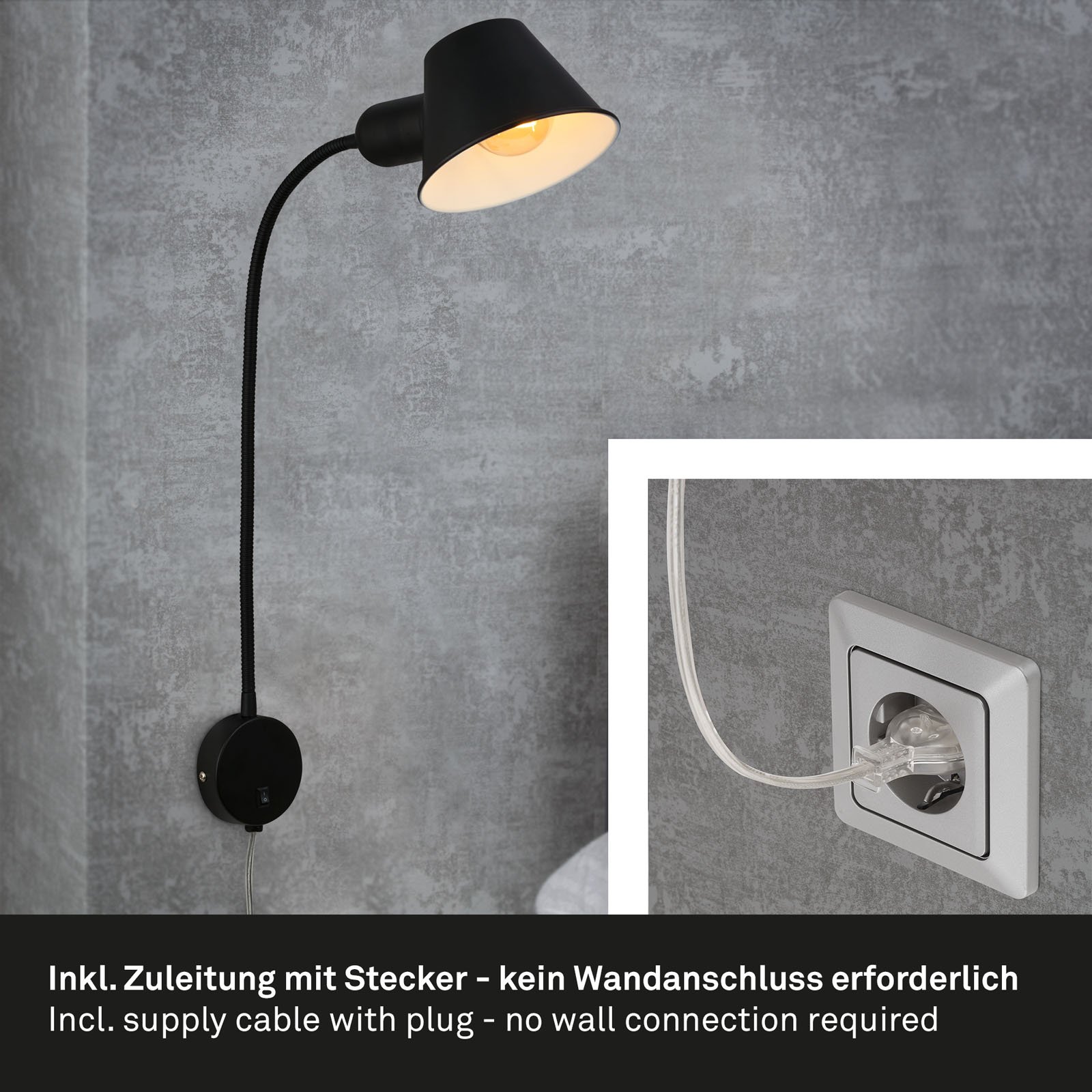 BRI 2089015 Noční lampička 55 cm 1x E27 10W černá - BRILONER (2089-015) (obrázek 5)