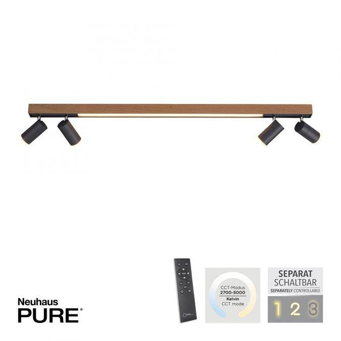 PN 6121-79 Paul Neuhaus LED stropní svítidlo PURE-LINES stmívatelné CCT otočné 2700-5000K dub/antracit - PAUL NEUHAUS