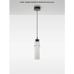 Obrázek pro produkt Závěsné svítidlo BAMBOO FOREST M DOWN sklo hnědé kouřové lesklé / černý kov / BROKIS konektor 24V, textilní černý kabel, DIM 6,5W 2700K - BROKIS