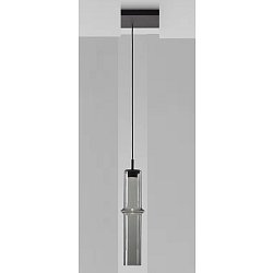 Obrázek pro produkt Závěsné svítidlo BAMBOO FOREST L UP  sklo hnědé kouřové lesklé / černý kov / BROKIS konektor 24V, textilní černý kabel, DIM 6,5W 2700K - BROKIS