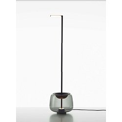 Obrázek pro produkt Stojací lampa DOUBLE FLOOR hnědá kouřová lesklá / černý matovaný komaxit se strukturou / textilní černý kabel - BROKIS