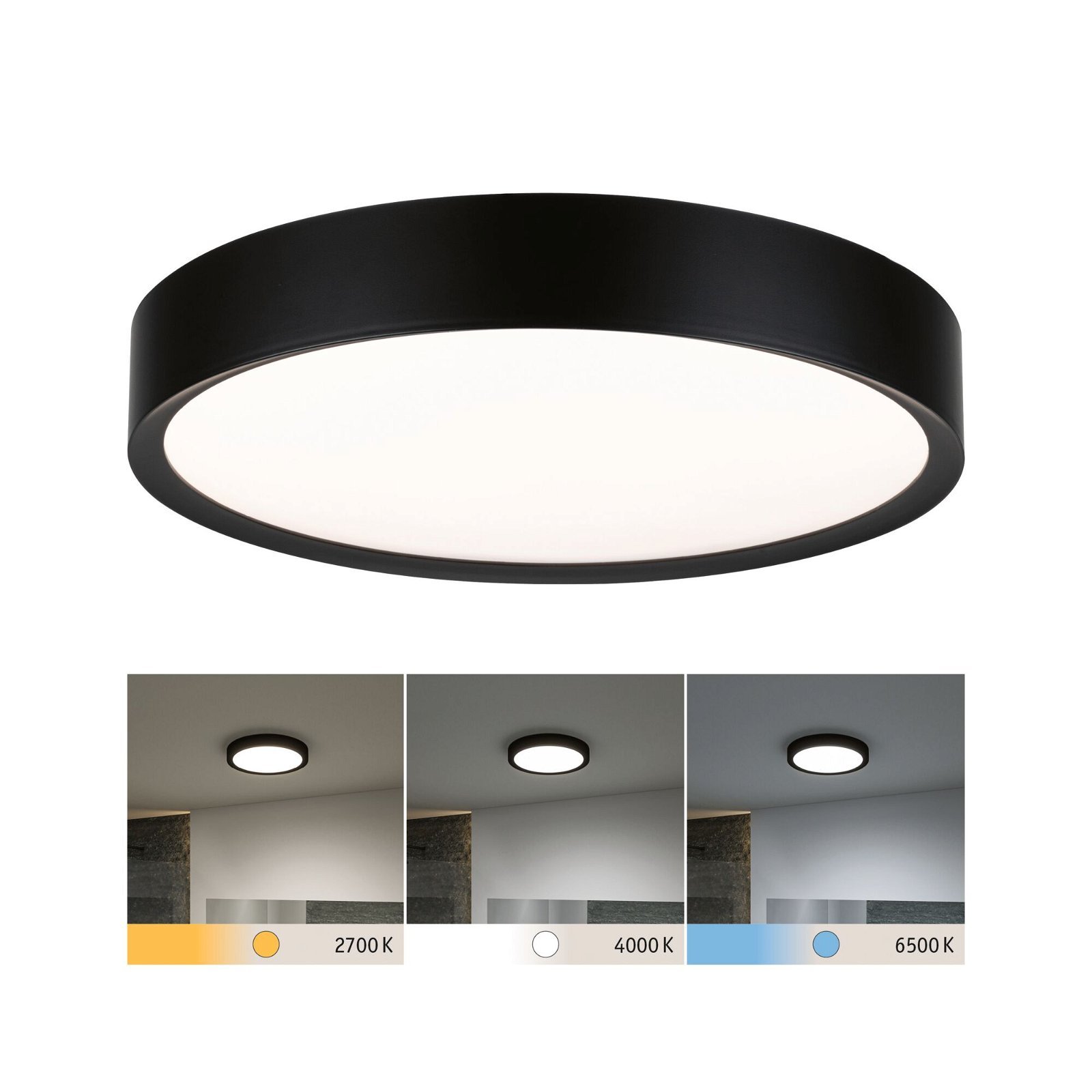 P 71086 Selection Bathroom LED stropní svítidlo Tega IP44 CCT 230V 22,5W černá mat - PAULMANN