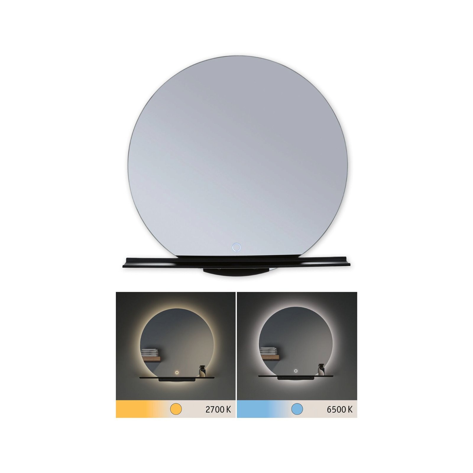 P 71091 LED zrcadlo s osvětlením Miro IP44 měnitelná bílá 230V 11W zrcadlo/černá mat - PAULMANN