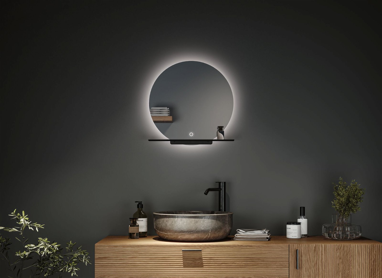 P 71091 LED zrcadlo s osvětlením Miro IP44 měnitelná bílá 230V 11W zrcadlo/černá mat - PAULMANN (obrázek 9)