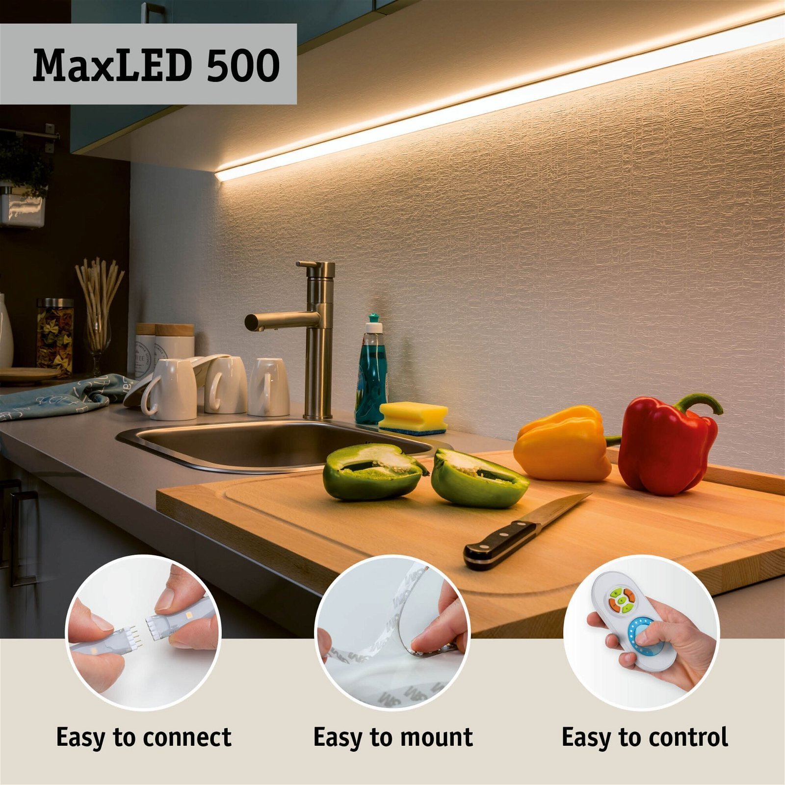 P 71112 MaxLED 500 LED Strip Full-Line COB samostatný pásek 2,5m 13W 600lm/m 640LEDs/m měnitelná bílá - PAULMANN (obrázek 6)