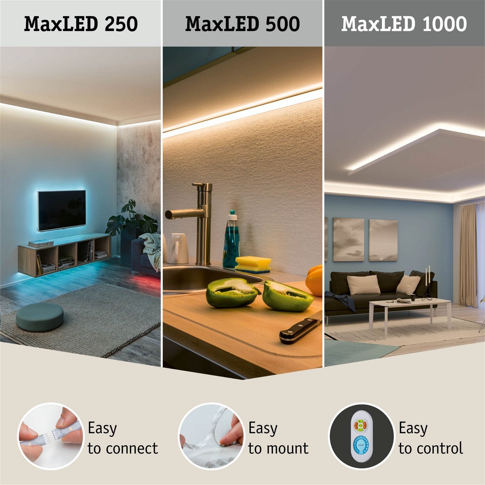 P 71112 MaxLED 500 LED Strip Full-Line COB samostatný pásek 2,5m 13W 600lm/m 640LEDs/m měnitelná bílá - PAULMANN (obrázek 7)
