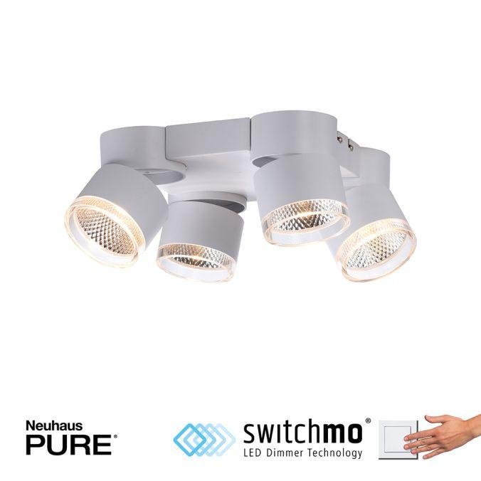 PN 6864-16 Paul Neuhaus LED stropní svítidlo PURE-NOLA bílé 4 ramenné otočné stmívatelné krokově stmívatelné 3000K - PAUL NEUHAUS