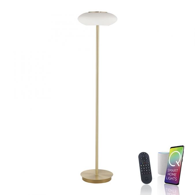 PN 271-60 Paul Neuhaus Q ETIENNE LED stojací svítidlo Smart Home matná mosaz stmívatelné CCT ZigBee 2700-5000K - PAUL NEUHAUS