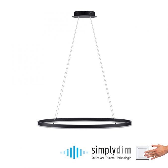PN 2392-13 TITUS LED závěsné svítidlo oválné 40x40 antracit stmívatelné paměťová funkce SimplyDim 3000K - PAUL NEUHAUS