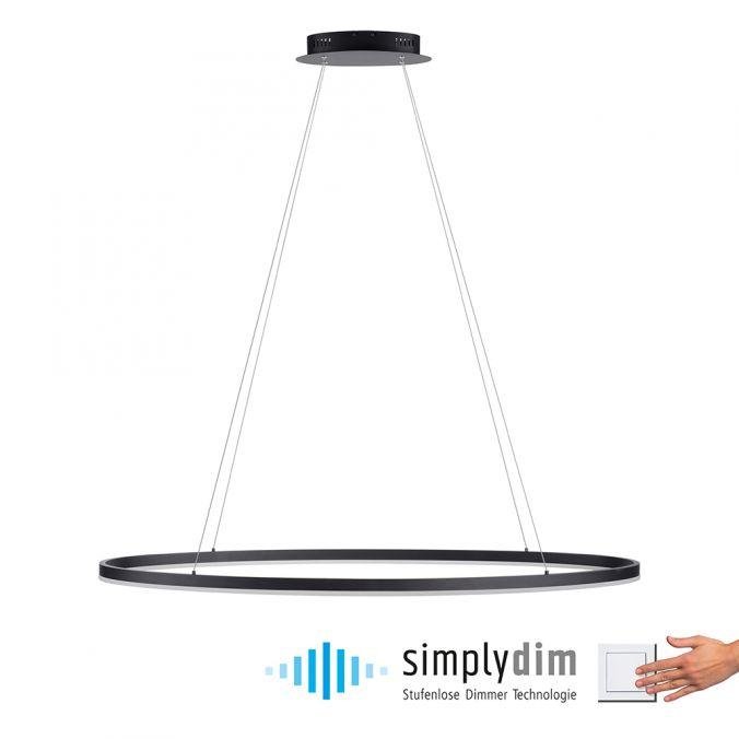 PN 2393-13 TITUS LED závěsné svítidlo oválné 56x56 antracit stmívatelné paměťová funkce SimplyDim 3000K - PAUL NEUHAUS
