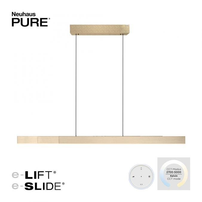 PN 2545-60 Paul Neuhaus LED závěsné svítidlo PURE-MOTO-RISE elektricky nastavitelná výška dotykový vypínač 2700-5000K zlatá imperial - PAUL NEUHAUS
