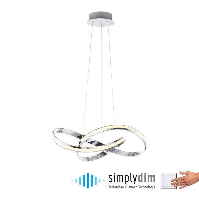 PN 8291-17 MELINDA LED závěsné svítidlo chrom stmívatelné paměťová funkce moderní SimplyDim 3000K - PAUL NEUHAUS