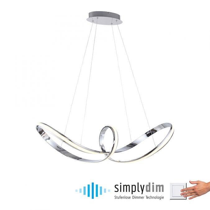 PN 8292-17 MELINDA LED závěsné svítidlo chrom stmívatelné Simplydim paměťová funkce SimplyDim 3000K - PAUL NEUHAUS