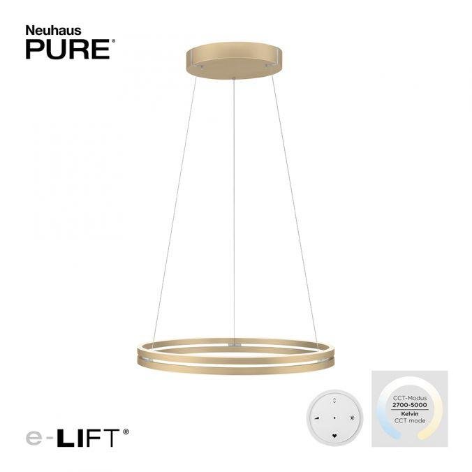PN 2551-60 Paul Neuhaus LED závěsné svítidlo PURE-E-LOOP elektricky nastavitelná výška 2700-5000K zlatá slonová kost - PAUL NEUHAUS