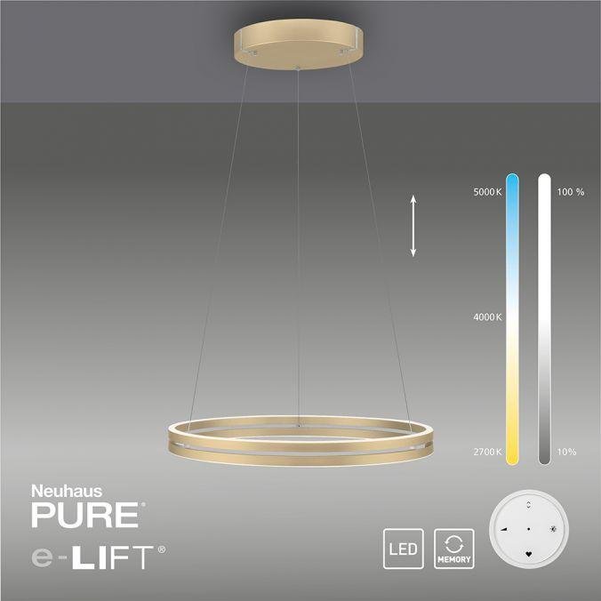 PN 2551-60 Paul Neuhaus LED závěsné svítidlo PURE-E-LOOP elektricky nastavitelná výška 2700-5000K zlatá slonová kost - PAUL NEUHAUS (obrázek 11)