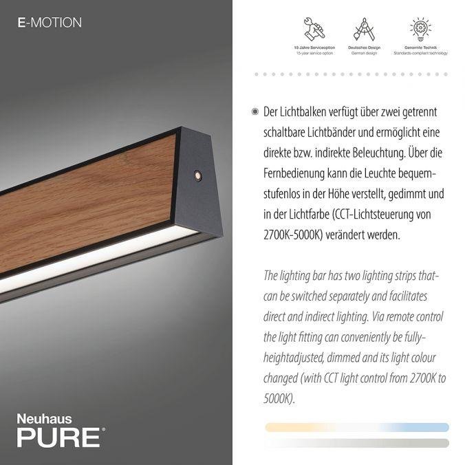 PN 2570-79 Paul Neuhaus LED závěsné svítidlo PURE-E-MOTION elektricky nastavitelná výška 2700-5000K dub/černá perleť - PAUL NEUHAUS (obrázek 3)