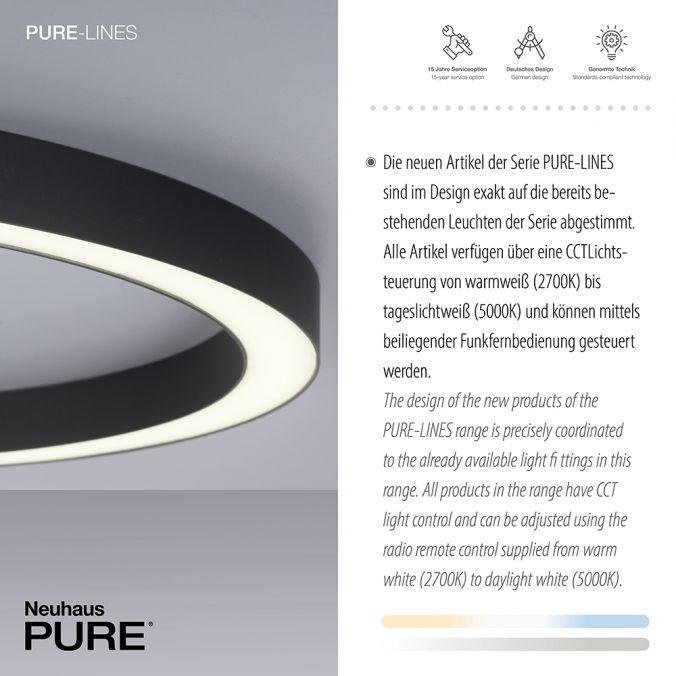 PN 6306-13 Paul Neuhaus LED stropní svítidlo PURE Lines 70x70 CCT dálkový ovladač 2700-5000K antracit - PAUL NEUHAUS (obrázek 3)
