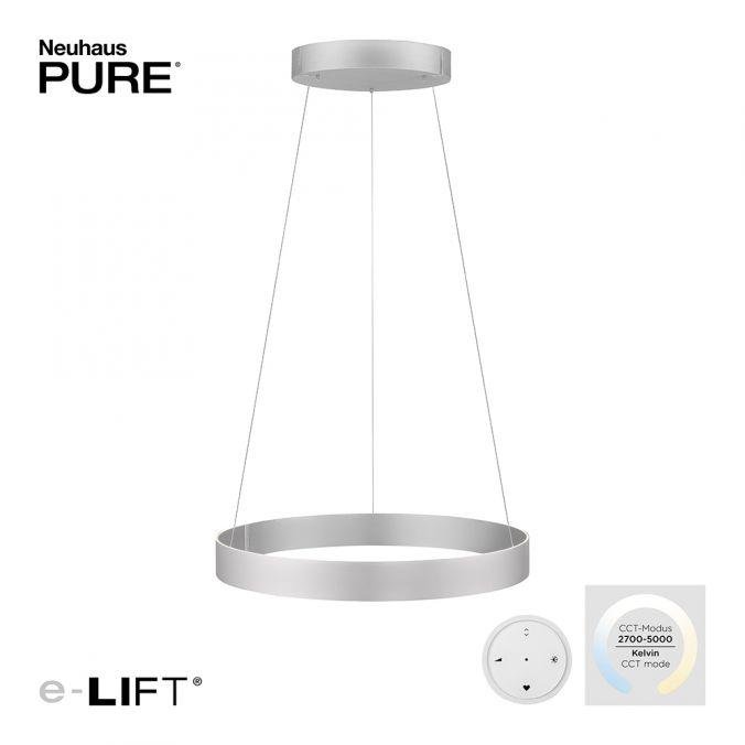 PN 2561-95 Paul Neuhaus LED závěsné svítidlo PURE-E-CLIPSE elektricky nastavitelná výška 2700-5000K šedá - PAUL NEUHAUS