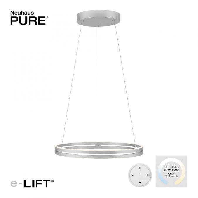 PN 2551-95 Paul Neuhaus LED závěsné svítidlo PURE-E-LOOP elektricky nastavitelná výška 2700-5000K šedá - PAUL NEUHAUS