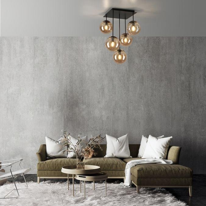 LD 14702-18 NYMÖLLA Stropní svítidlo, černá, skleněné koule, jednoduchý design, 5ti ramenné - LEUCHTEN DIREKT / JUST LIGHT (obrázek 2)