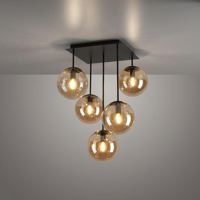 LD 14702-18 NYMÖLLA Stropní svítidlo, černá, skleněné koule, jednoduchý design, 5ti ramenné - LEUCHTEN DIREKT / JUST LIGHT (obrázek 5)
