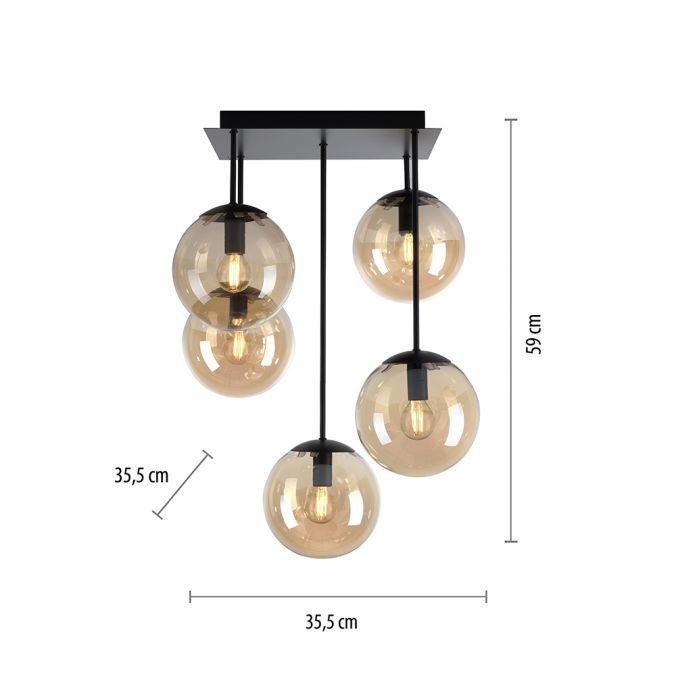 LD 14702-18 NYMÖLLA Stropní svítidlo, černá, skleněné koule, jednoduchý design, 5ti ramenné - LEUCHTEN DIREKT / JUST LIGHT (obrázek 6)