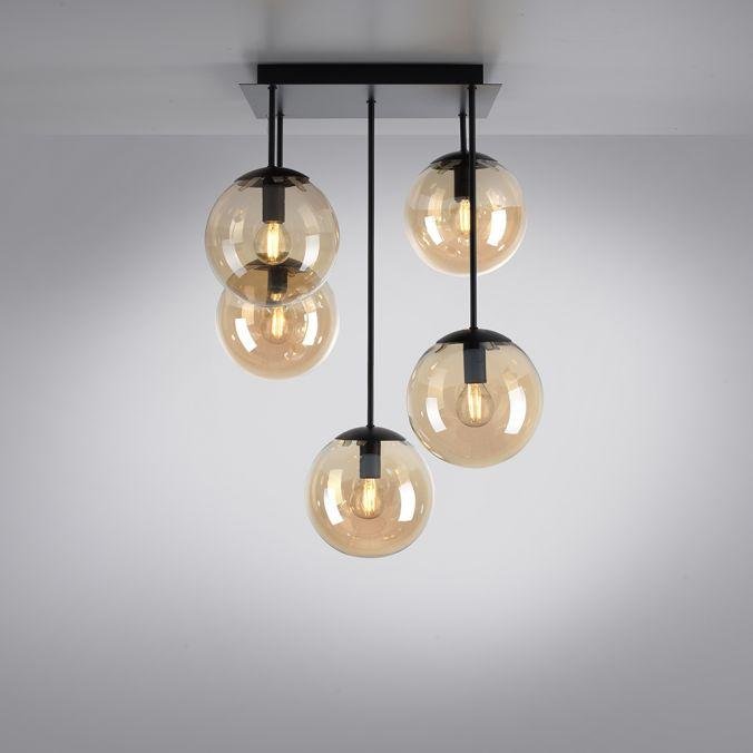 LD 14702-18 NYMÖLLA Stropní svítidlo, černá, skleněné koule, jednoduchý design, 5ti ramenné - LEUCHTEN DIREKT / JUST LIGHT (obrázek 7)
