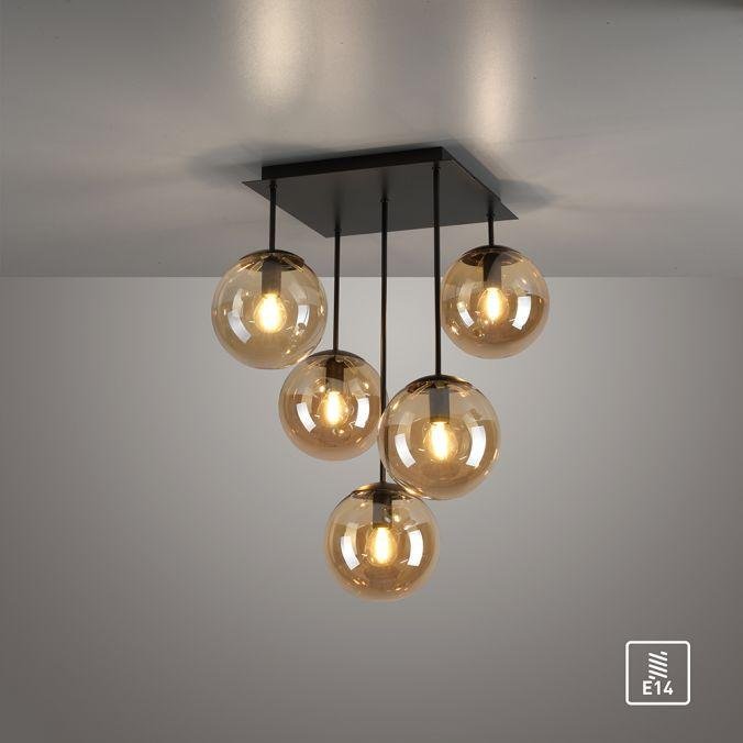 LD 14702-18 NYMÖLLA Stropní svítidlo, černá, skleněné koule, jednoduchý design, 5ti ramenné - LEUCHTEN DIREKT / JUST LIGHT (obrázek 9)