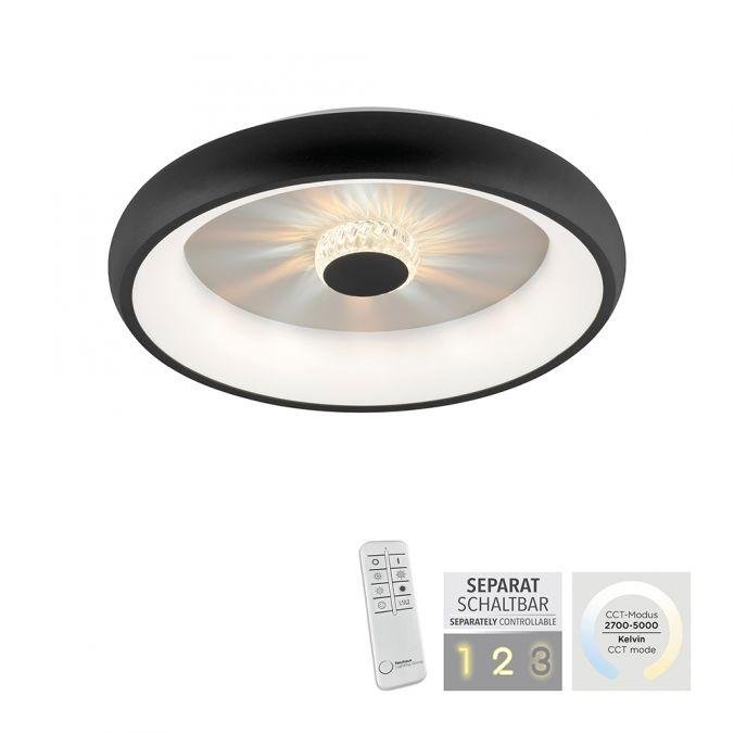LD 14384-18 VERTIGO LED stropní svítidlo černá 50x50 kruhové křišťálový efekt stmívatelné CCT 2700-5000K - LEUCHTEN DIREKT / JUST LIGHT