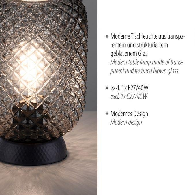 LD 14906-18 REISHI LED stolní lampa černá kouřové sklo šňůrový vypínač kruhové - LEUCHTEN DIREKT / JUST LIGHT (obrázek 3)