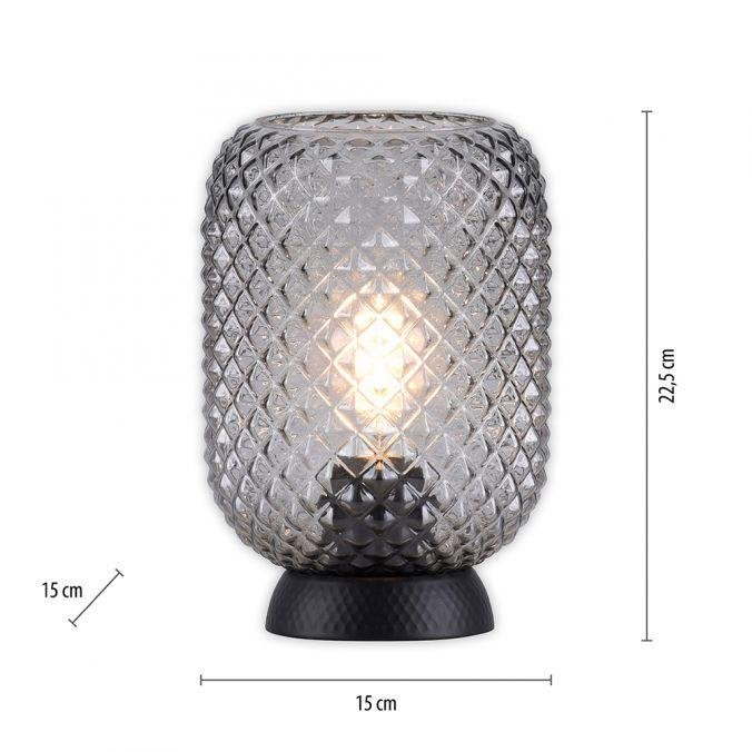 LD 14906-18 REISHI LED stolní lampa černá kouřové sklo šňůrový vypínač kruhové - LEUCHTEN DIREKT / JUST LIGHT (obrázek 6)