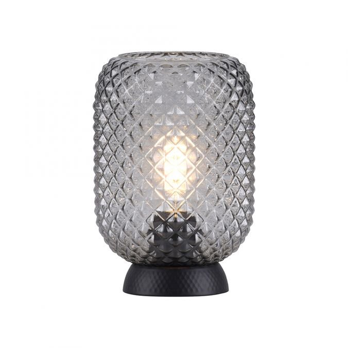 LD 14906-18 REISHI LED stolní lampa černá kouřové sklo šňůrový vypínač kruhové - LEUCHTEN DIREKT / JUST LIGHT