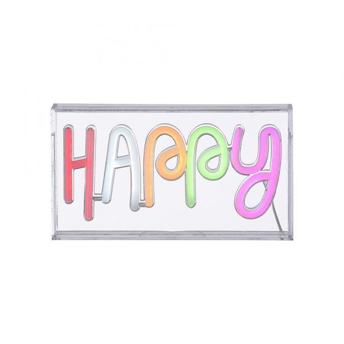 LD 85027-70 NEON-HAPPY LED nástěnné svítidlo nápis HAPPY vícebarevné USB vypínač dekorativní - LEUCHTEN DIREKT / JUST LIGHT