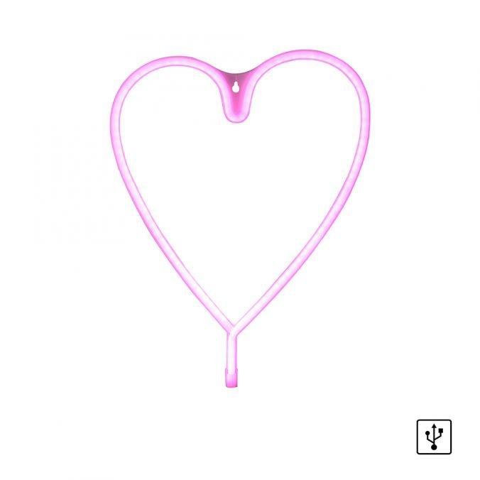 LD 85020-87 NEON-HERZ LED nástěnné svítidlo SRDCE růžové USB, šňůrový vypínač, dekorativní - LEUCHTEN DIREKT / JUST LIGHT