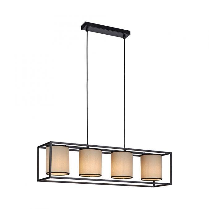 LD 15305-18 RAVEN LED závěsné svítidlo látkové stínidlo 4 ramenné černá jednoduchý design - LEUCHTEN DIREKT / JUST LIGHT