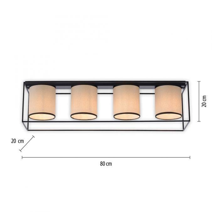 LD 15304-18 RAVEN LED stropní svítidlo látkové stínidlo 4 ramenné černá jednoduchý design - LEUCHTEN DIREKT / JUST LIGHT (obrázek 6)
