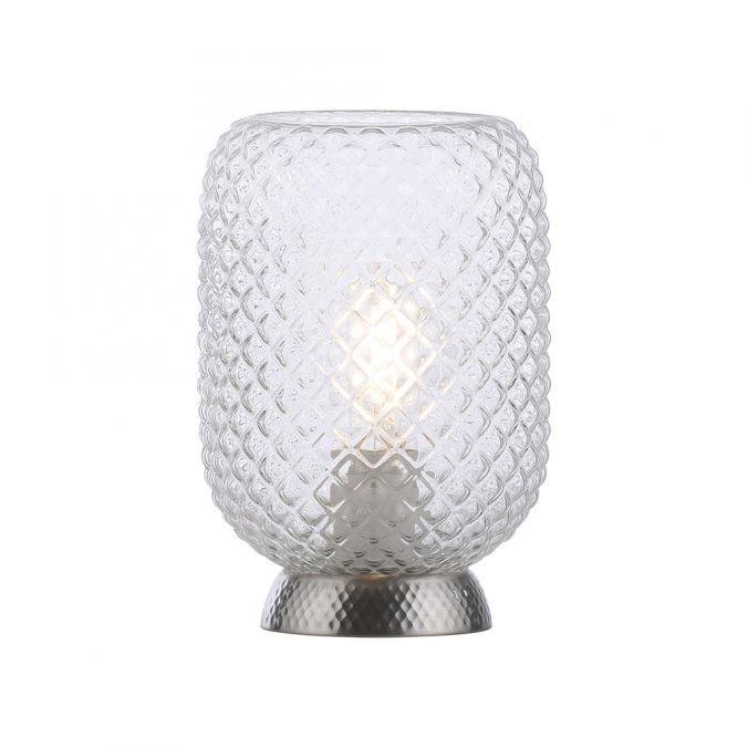 LD 14906-55 REISHI LED stolní lampa stříbrná hra světla rýhované čiré sklo šňůrový vypínač - LEUCHTEN DIREKT / JUST LIGHT